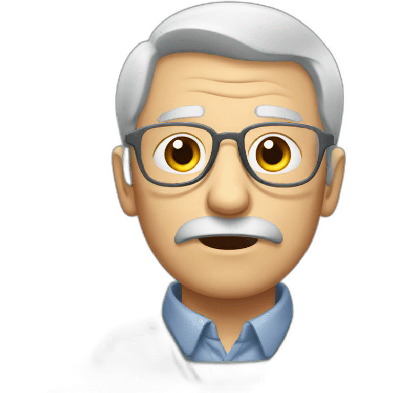 Grey hair old guy wear glass is very sad emoji