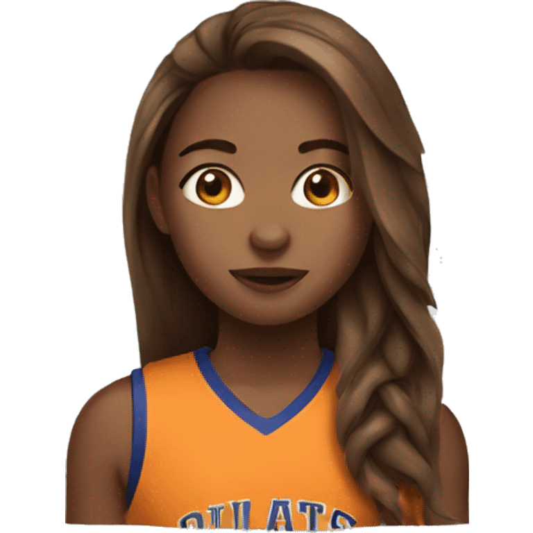 a basketball girl with long brown hair emoji