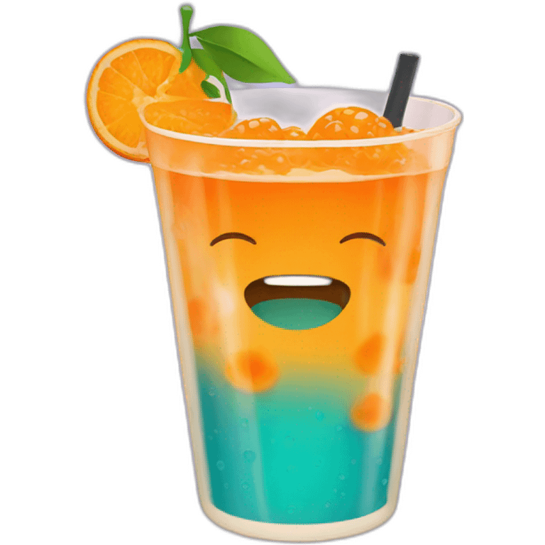 orange boba juice with fruit emoji