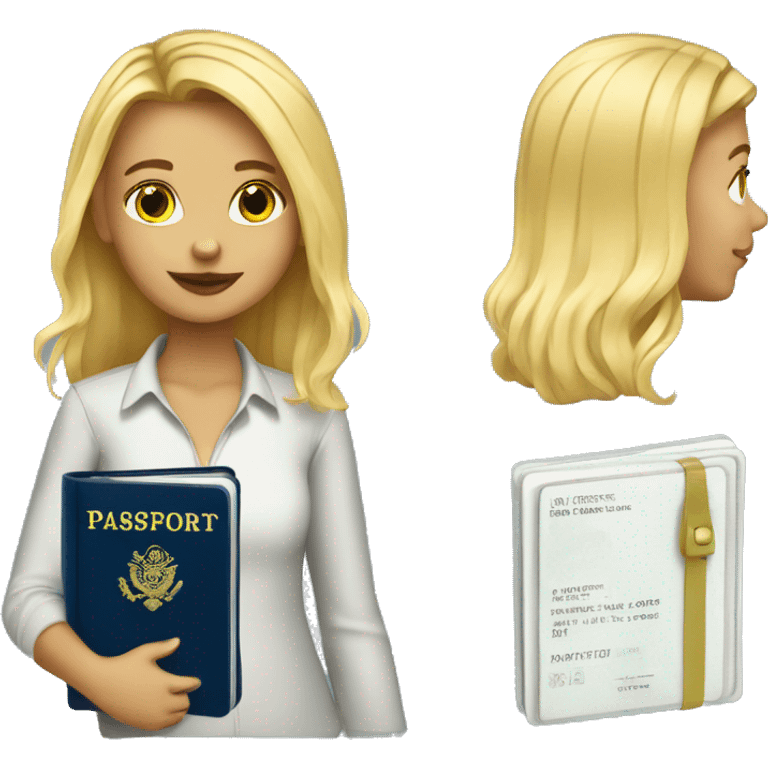 Blond girl with passport  emoji