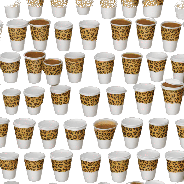 Single Realistic leopard print pattern design on a large take away coffee cup. emoji