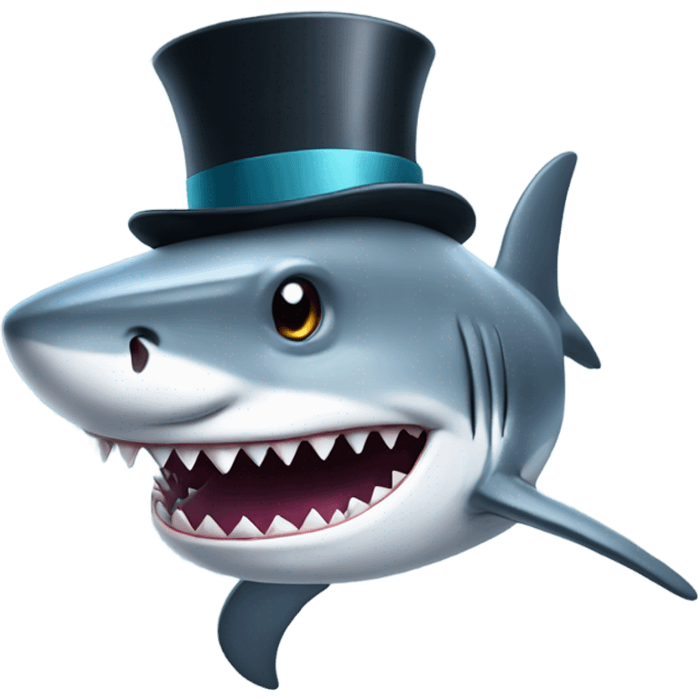 Shark with a top hat emoji