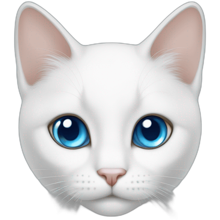 White cat with blue eyes and lop eared emoji