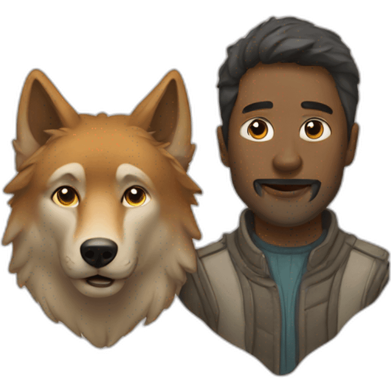 People and wolf  emoji