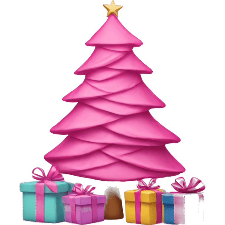 Pink Christmas tree with pink wrapped gifts emoji