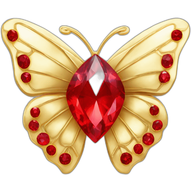 gold and red diamond butterfly jewel emoji