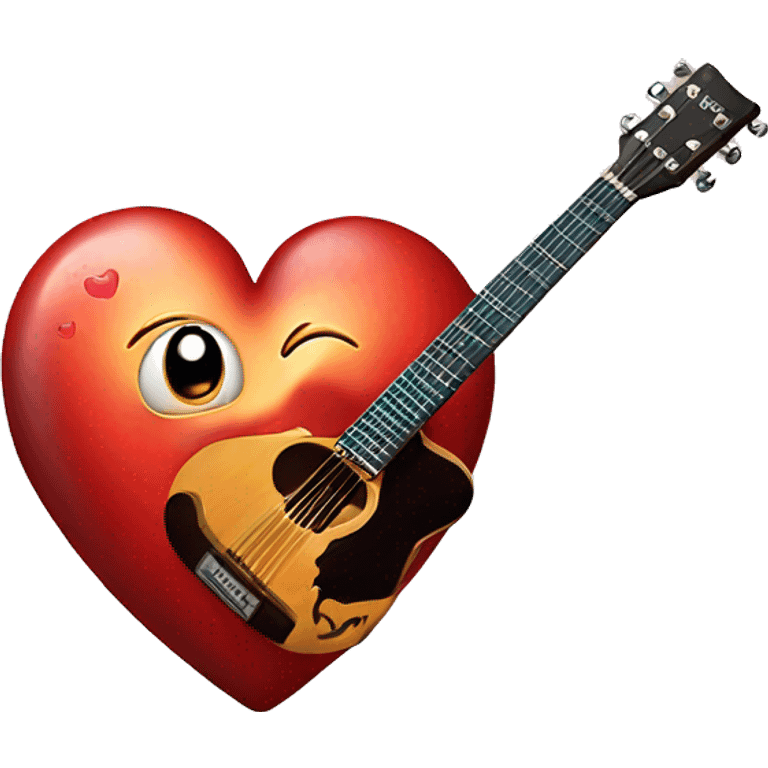 a funky human heart with a guitar emoji