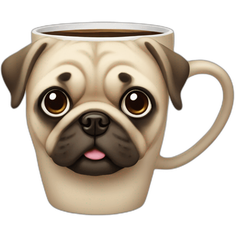 coffe mug with a pug face emoji