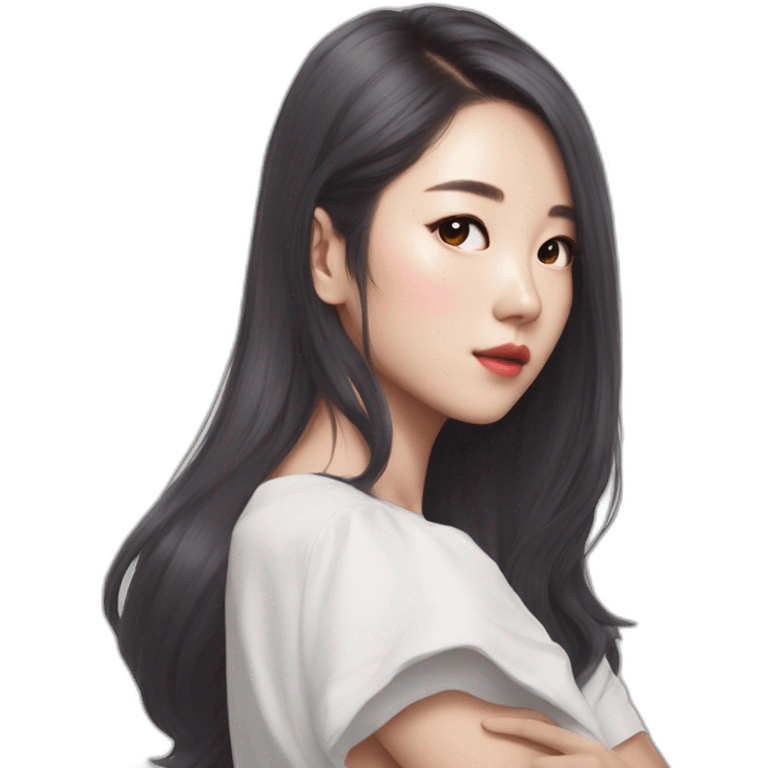 arms crossed kpop girl idol looking back over shoulder emoji