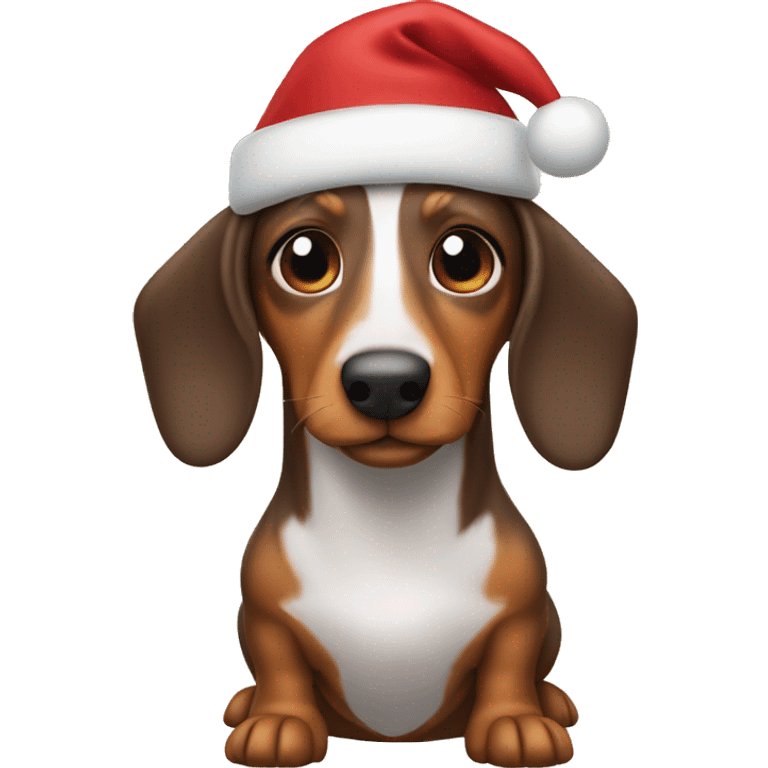 Wiener dog wearing a Santa hat emoji