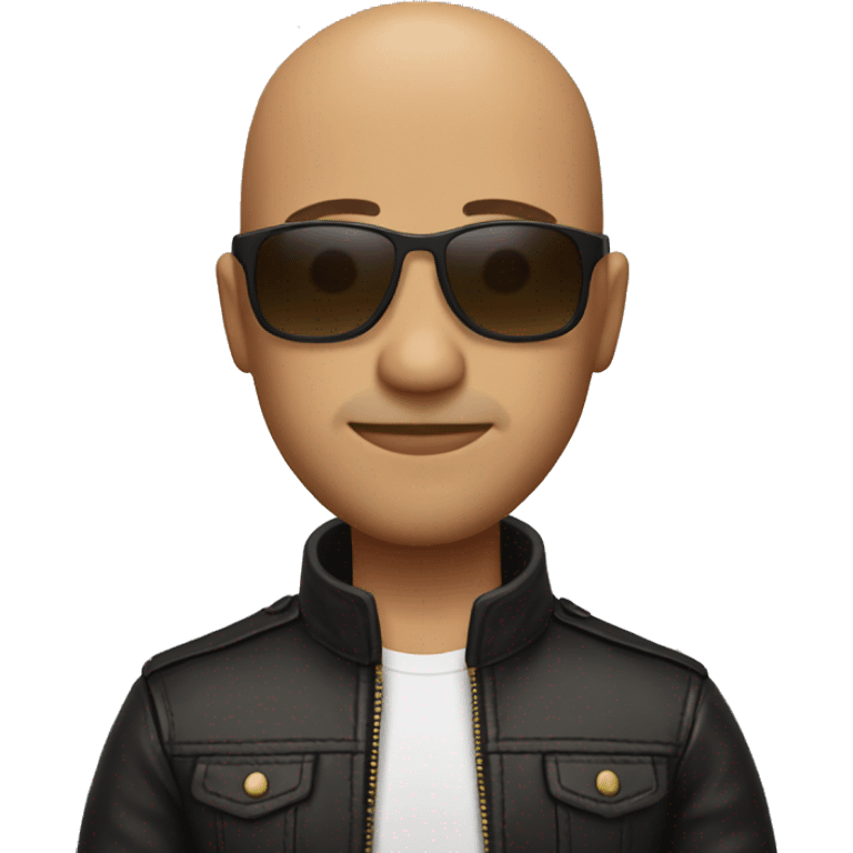 bald man with sunglasses , stubble, and leather jacket emoji