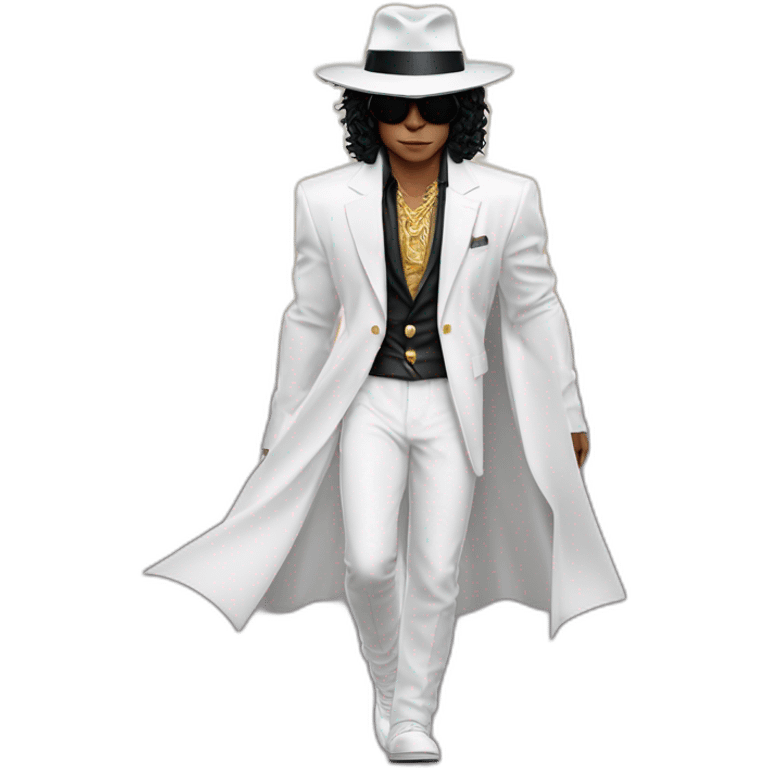 The super saiyan god dressed like Michael Jackson's iconic Smooth Criminal wear emoji