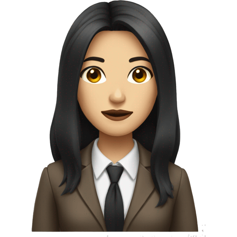 Female defense attorney with long black hair with brown suit emoji