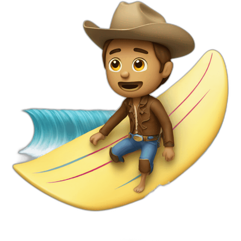 sad cowboy surfing a wave emoji