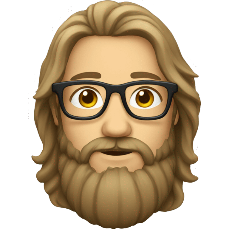 Man with beard and long hair wearing glasses emoji