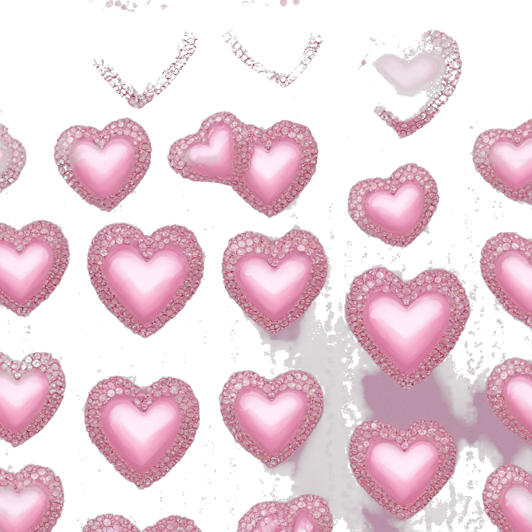 soft pink heart in large round rhinestones, symmetrical, tightly standing rhinestones, shining emoji