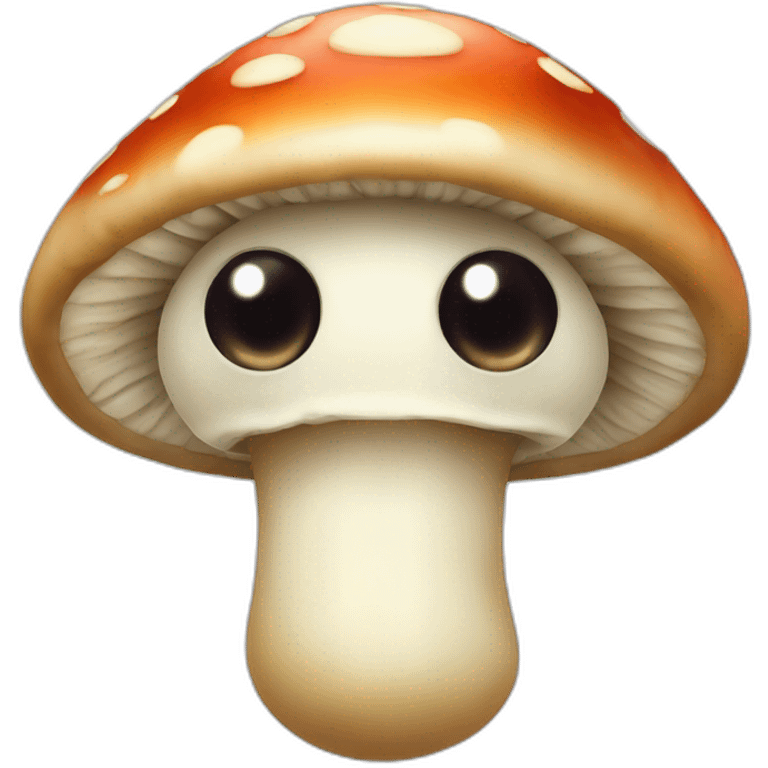 mushroom with human eyes face and smiling emoji