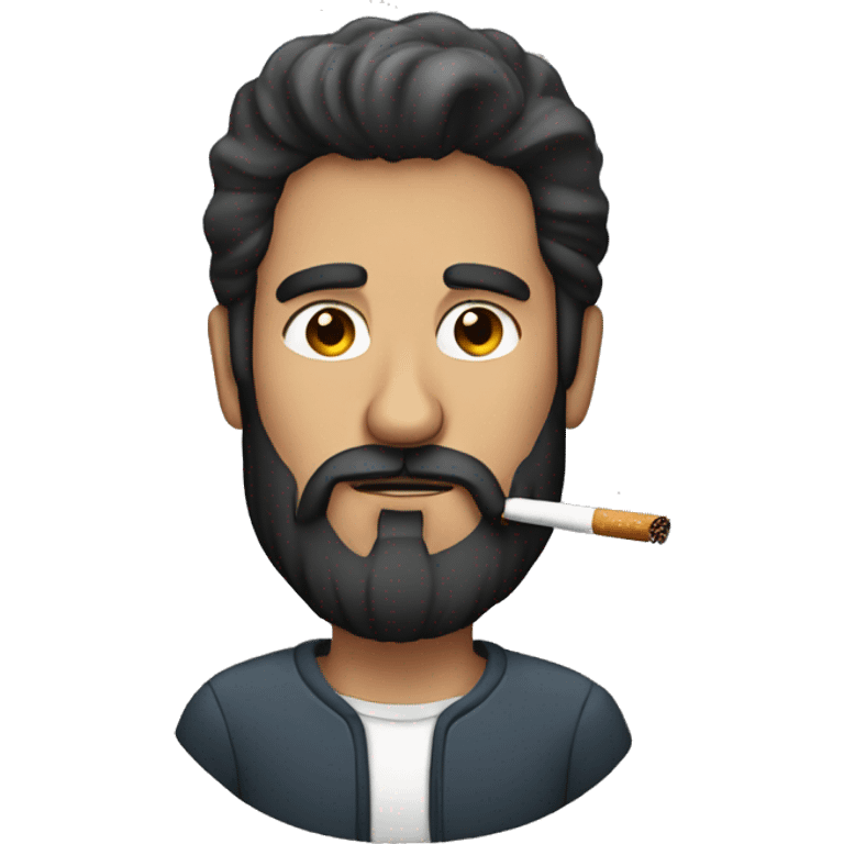 Man with dark hair and beard smoking emoji