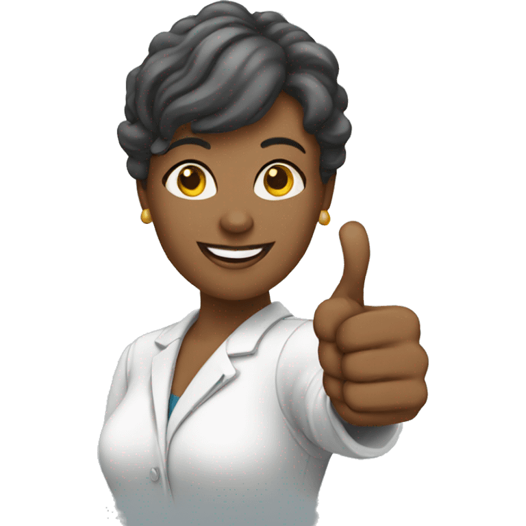 teacher white woman shows thumbs up emoji