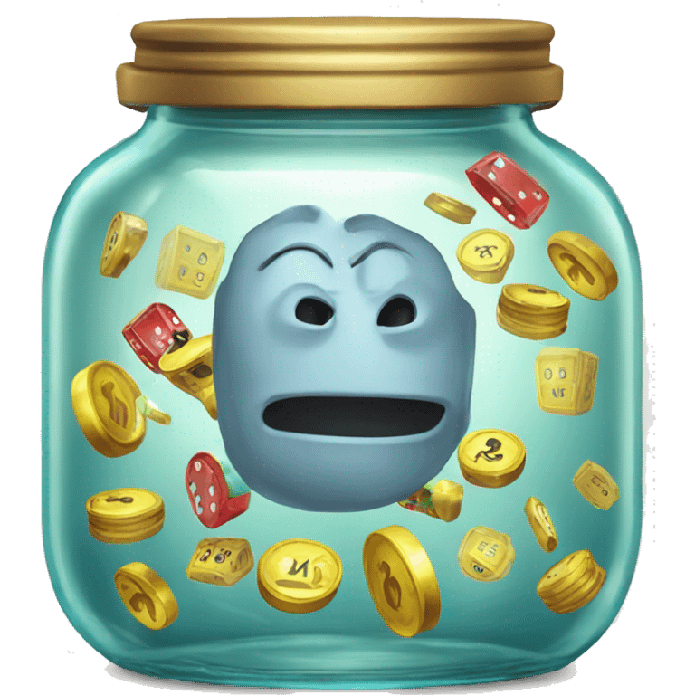 Anthropomorphic glass jar playing slots emoji