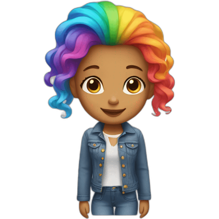 A little girl with rainbow hair emoji