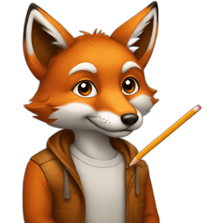 artist fox with a pencil emoji