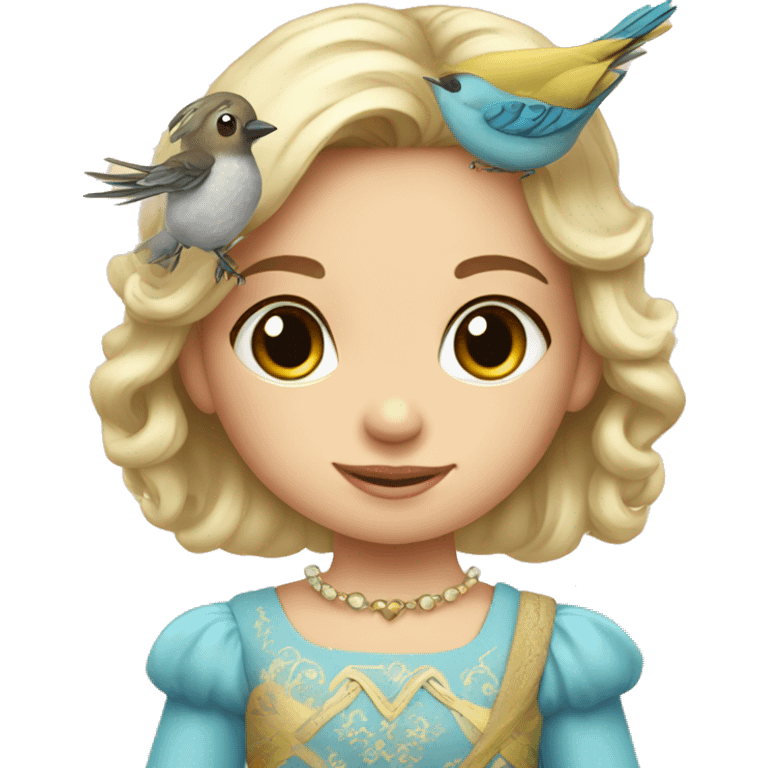 Little girl princess outfit with bird's  emoji