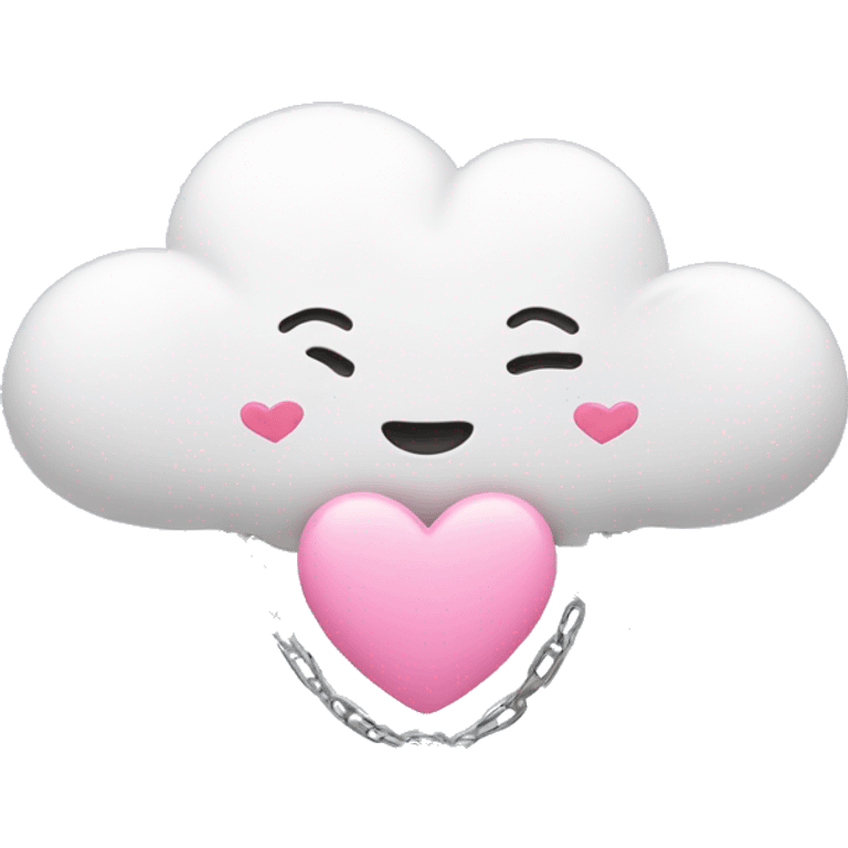 white cloud with 3 chains hanging with pink heart  emoji