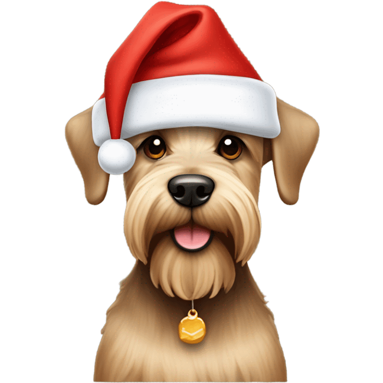 Golden Brown schnauzer with Santa hat emoji