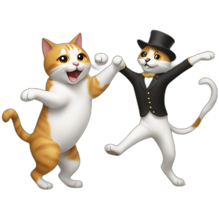 Dancing cat with dog emoji