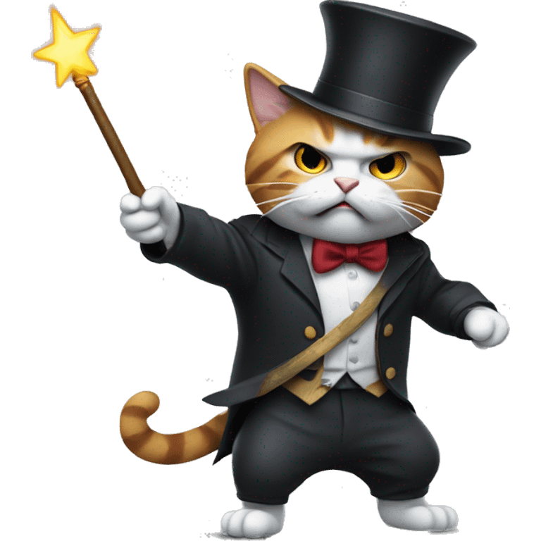 Angry magician cat with a wand in his hand emoji