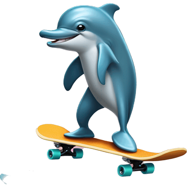 Dolphin riding a skateboard  emoji