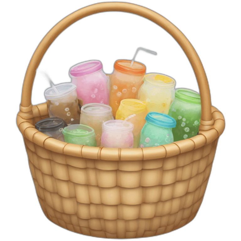 Basket of bubble teas emoji