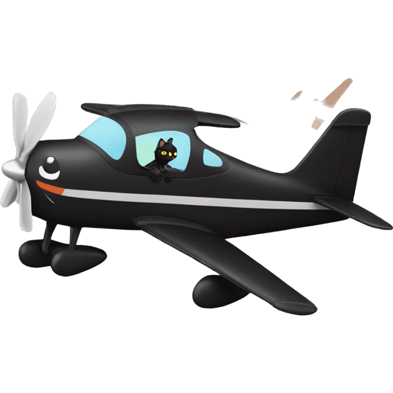 Black cat flying a plane emoji