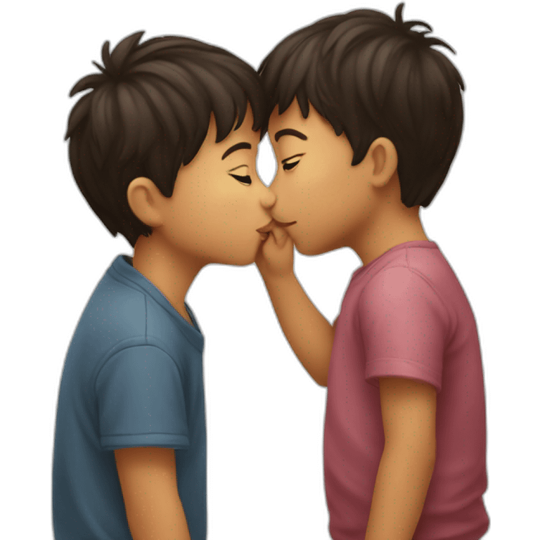 little kids kissing emoji