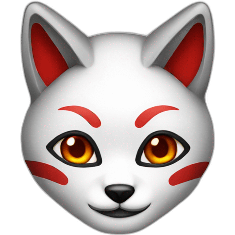 Programmer with Japanese red, black, white kitsune mask emoji