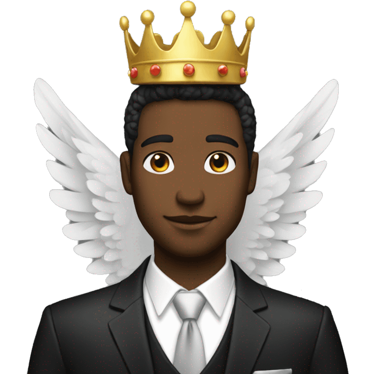 Man black suit crown angel emoji