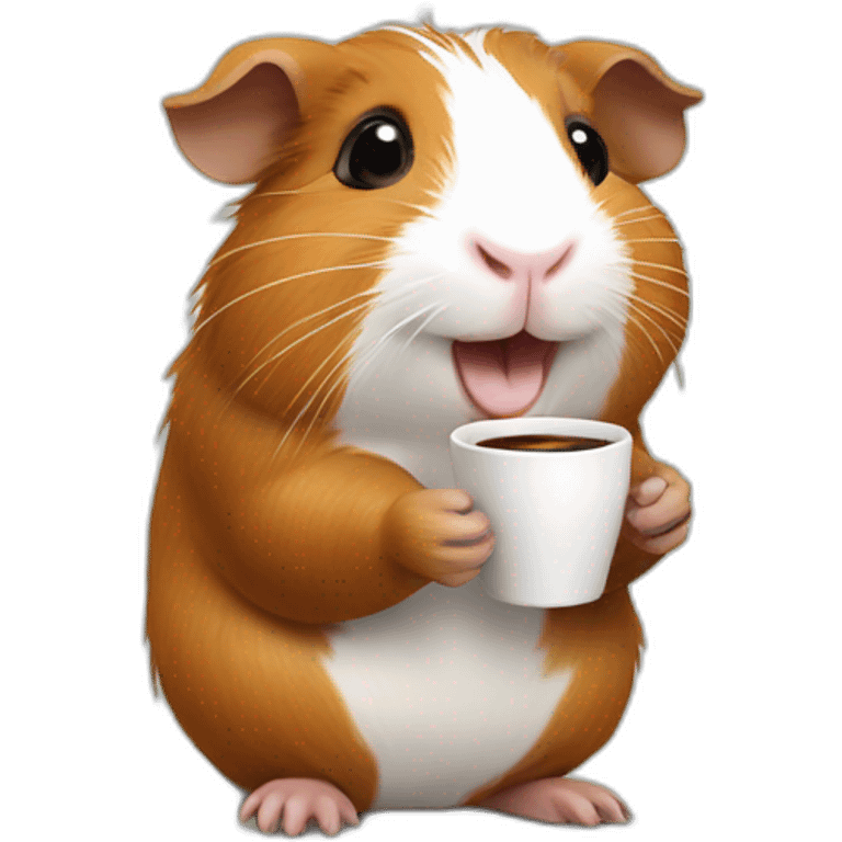 Happy Guinea pig holding cup of coffee emoji