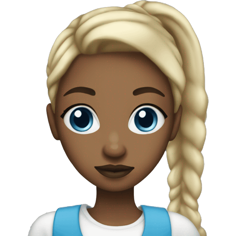 black woman blonde ponytail blue eyes full lips emoji