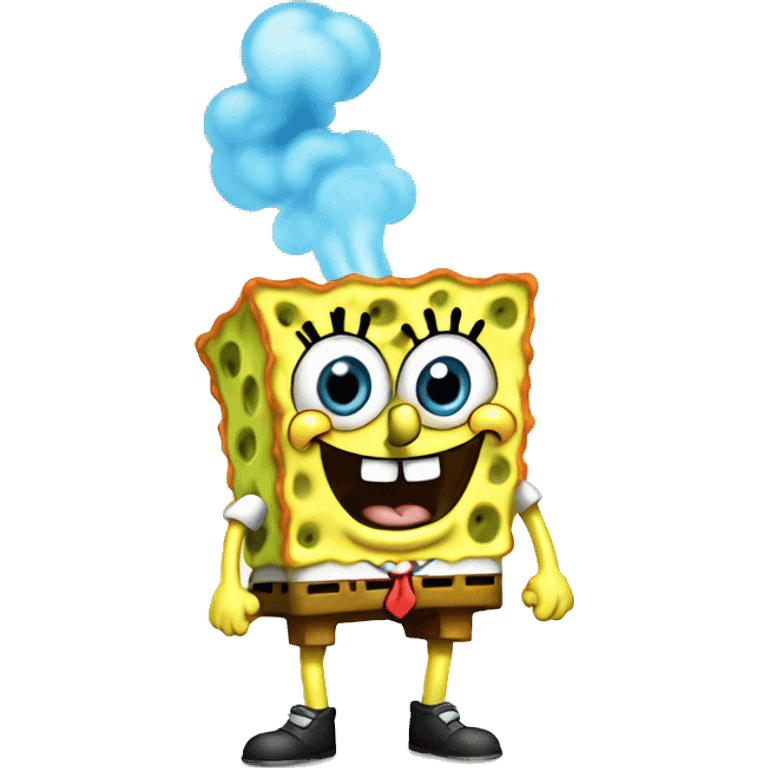 SpongeBob with smoke emoji