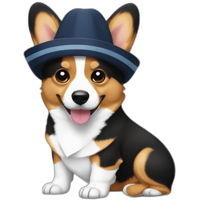 Corgi negro con gorro de marinero emoji