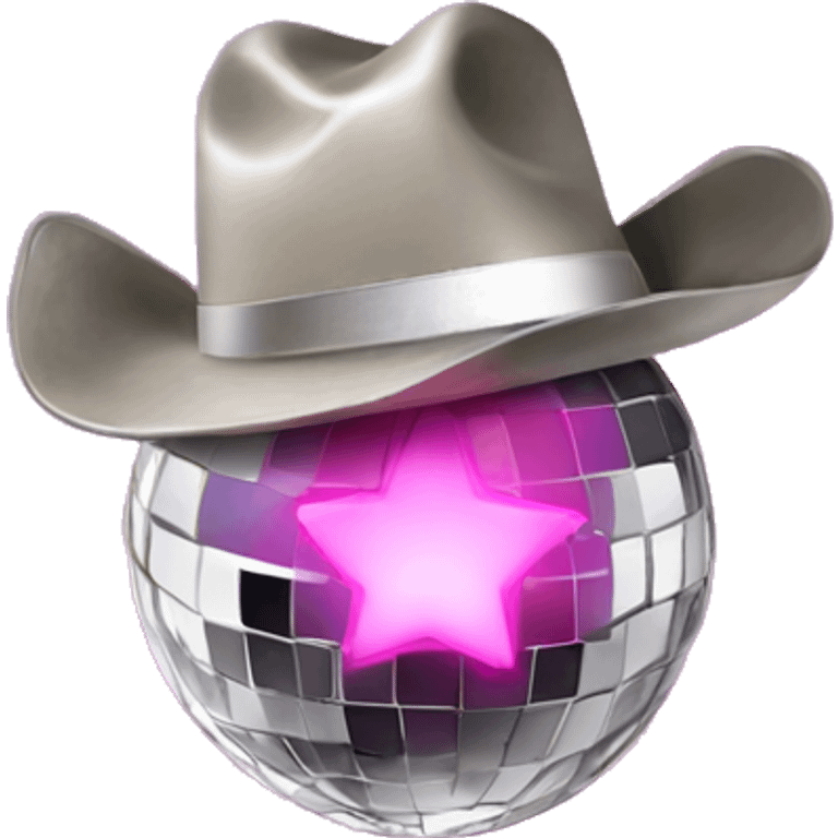 disco ball with pink cowboy hat emoji