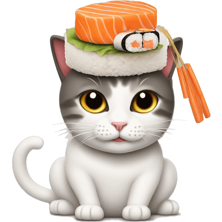 cat wearing sushi as a hat emoji