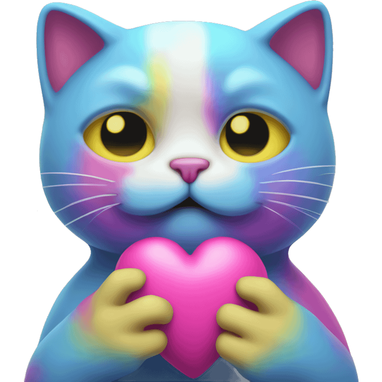 blobcat in trans colors holding a pansexual heart emoji