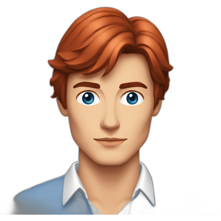 Alain Delon young university blue eyes short red hair emoji