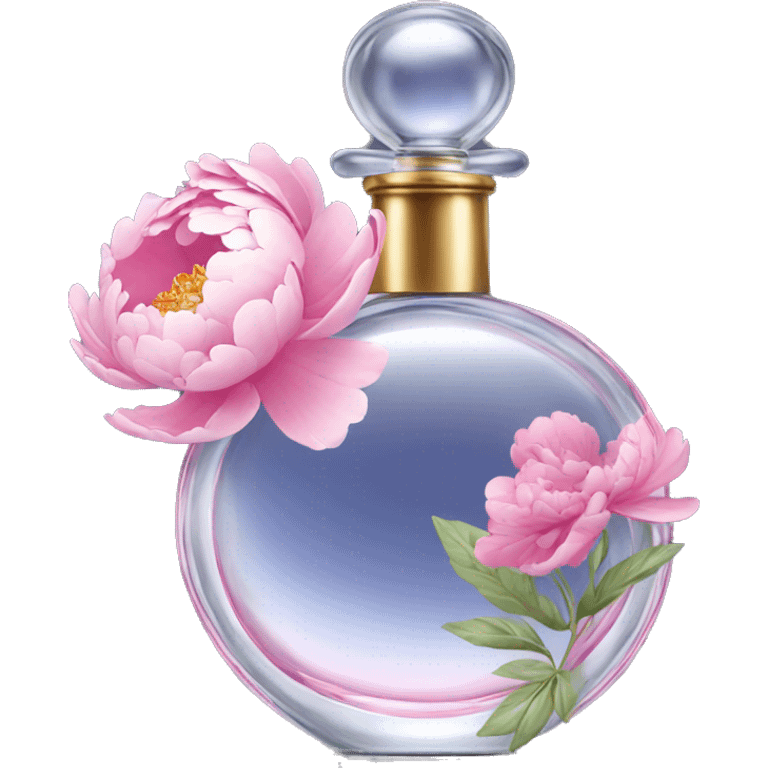 glass perfume bottle with a peony emoji