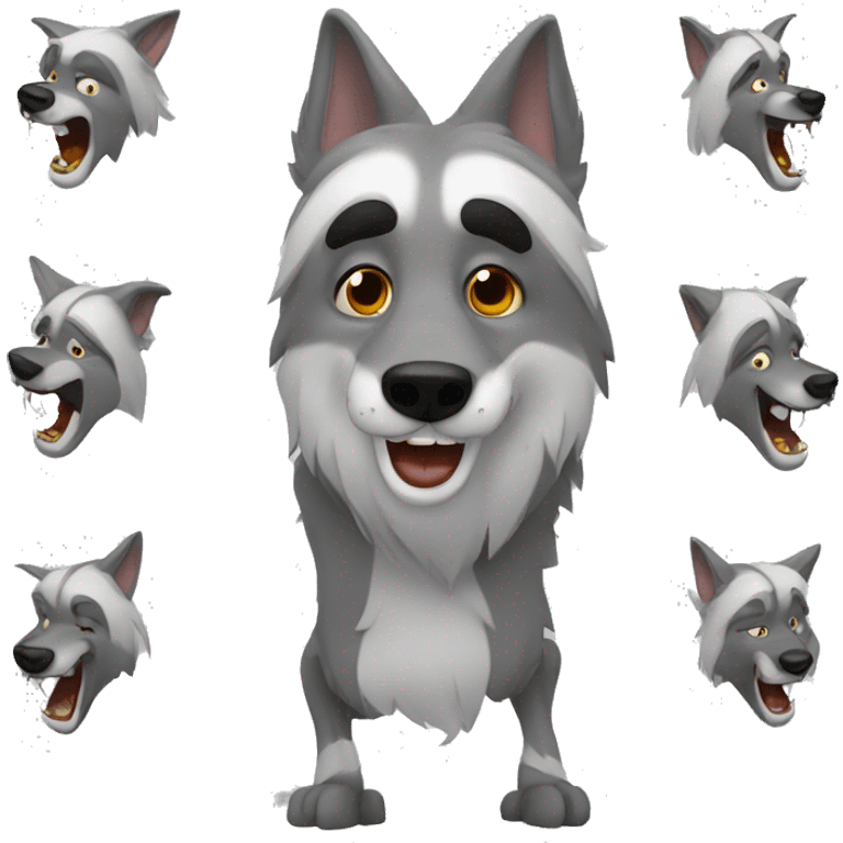 Lobo gris riendo con capa emoji