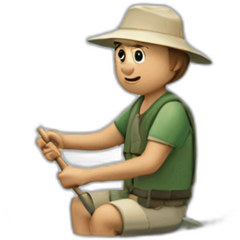 white fisherman fishing with a fishing rod in a small boat emoji