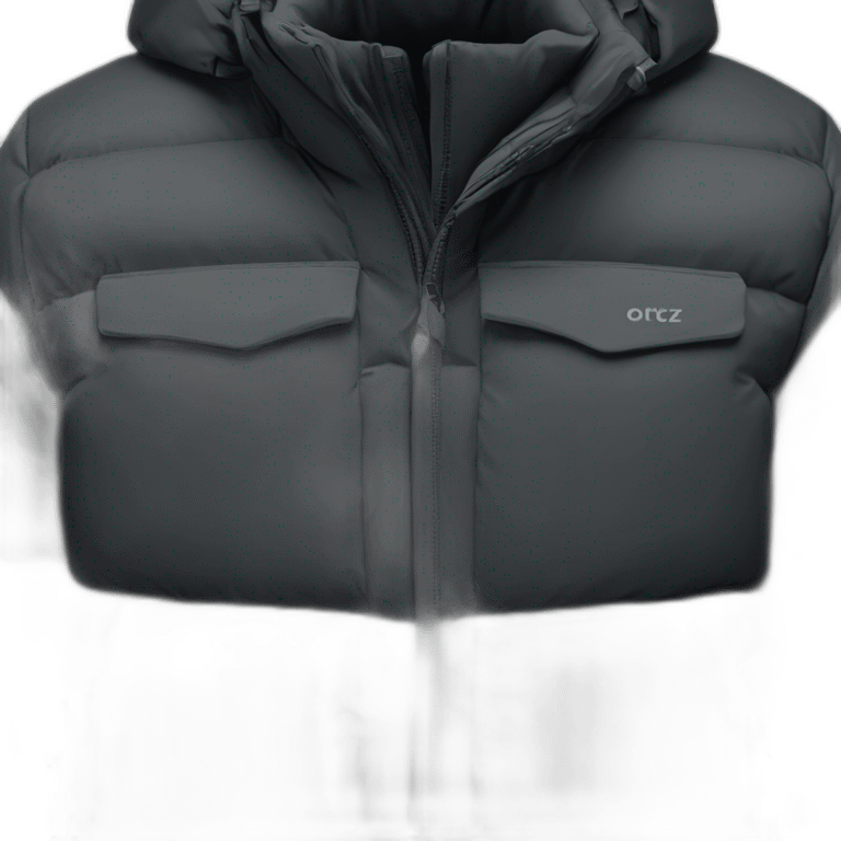 a black down jacket from the corteiz brand with corteiz marking on the left on the pectorals emoji