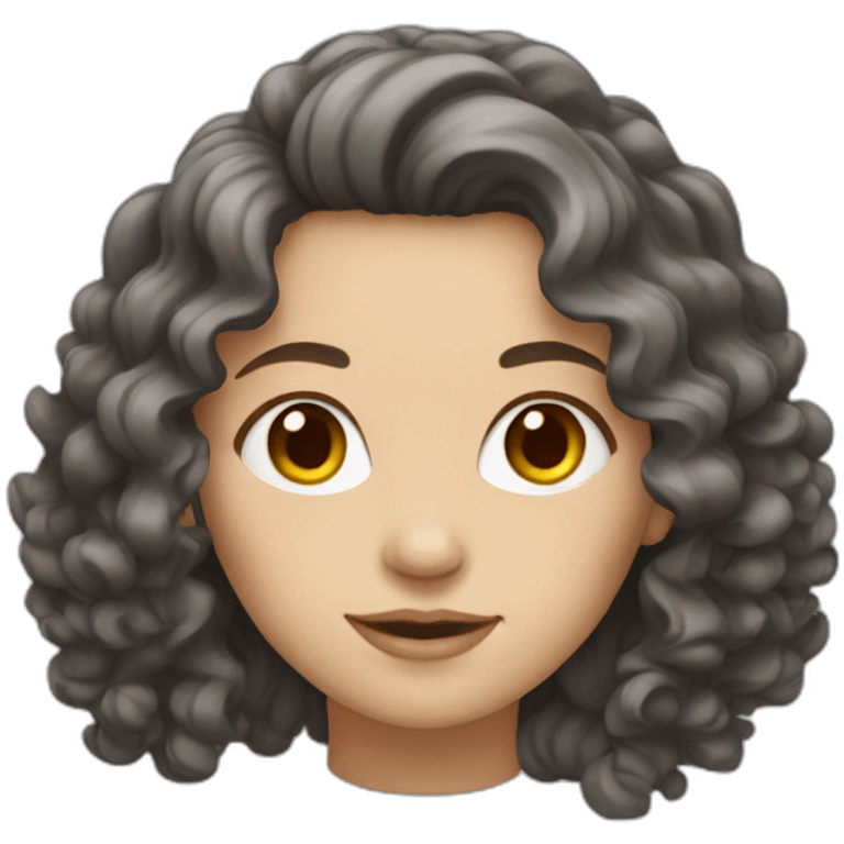 white woman with curly long dark hair emoji